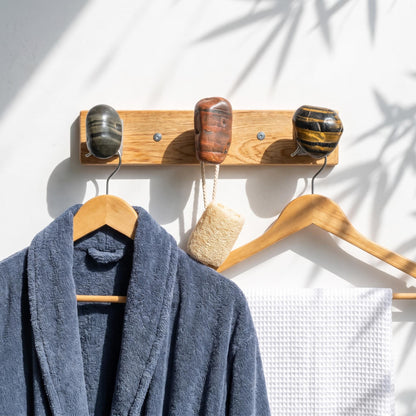Baseball Hat Rack — Natural Stone & Aromatic Cypress Wooden Wall – natural stone wall hook or rack – alternate view