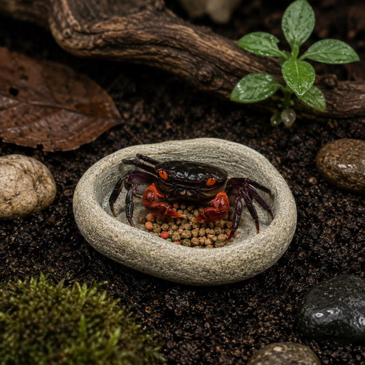Halloween Moon Crab Bowl – natural stone terrarium accessory – primary product view