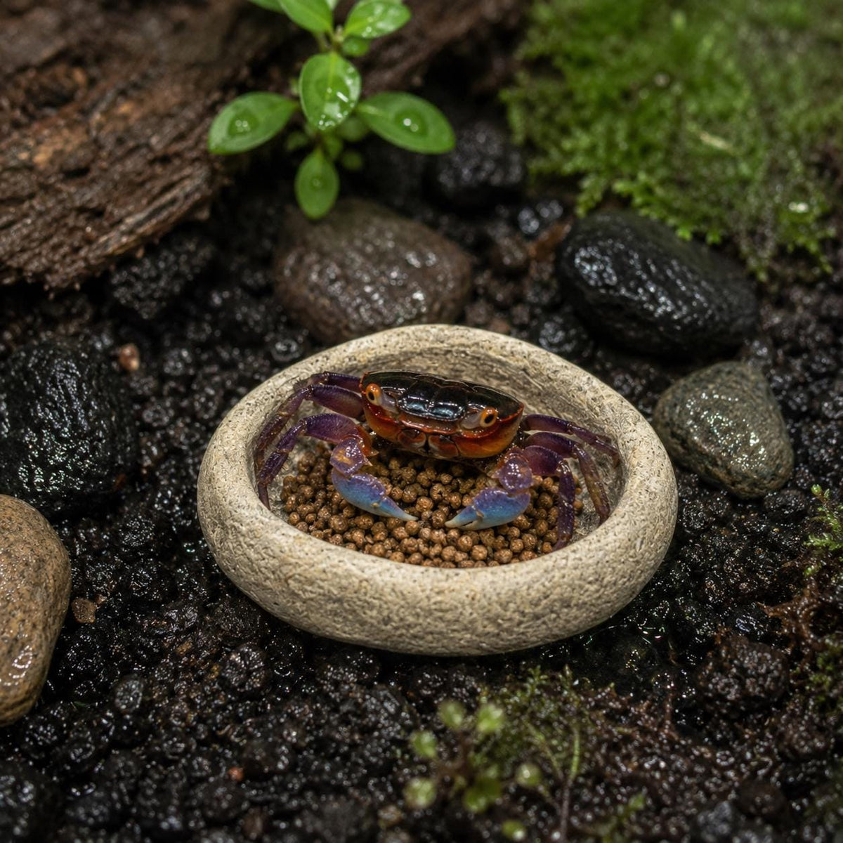 Land Crab Food Bowl – natural stone terrarium accessory – alternate view