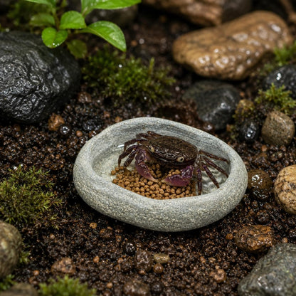 Land Crab Food Bowl – natural stone terrarium accessory – alternate angle