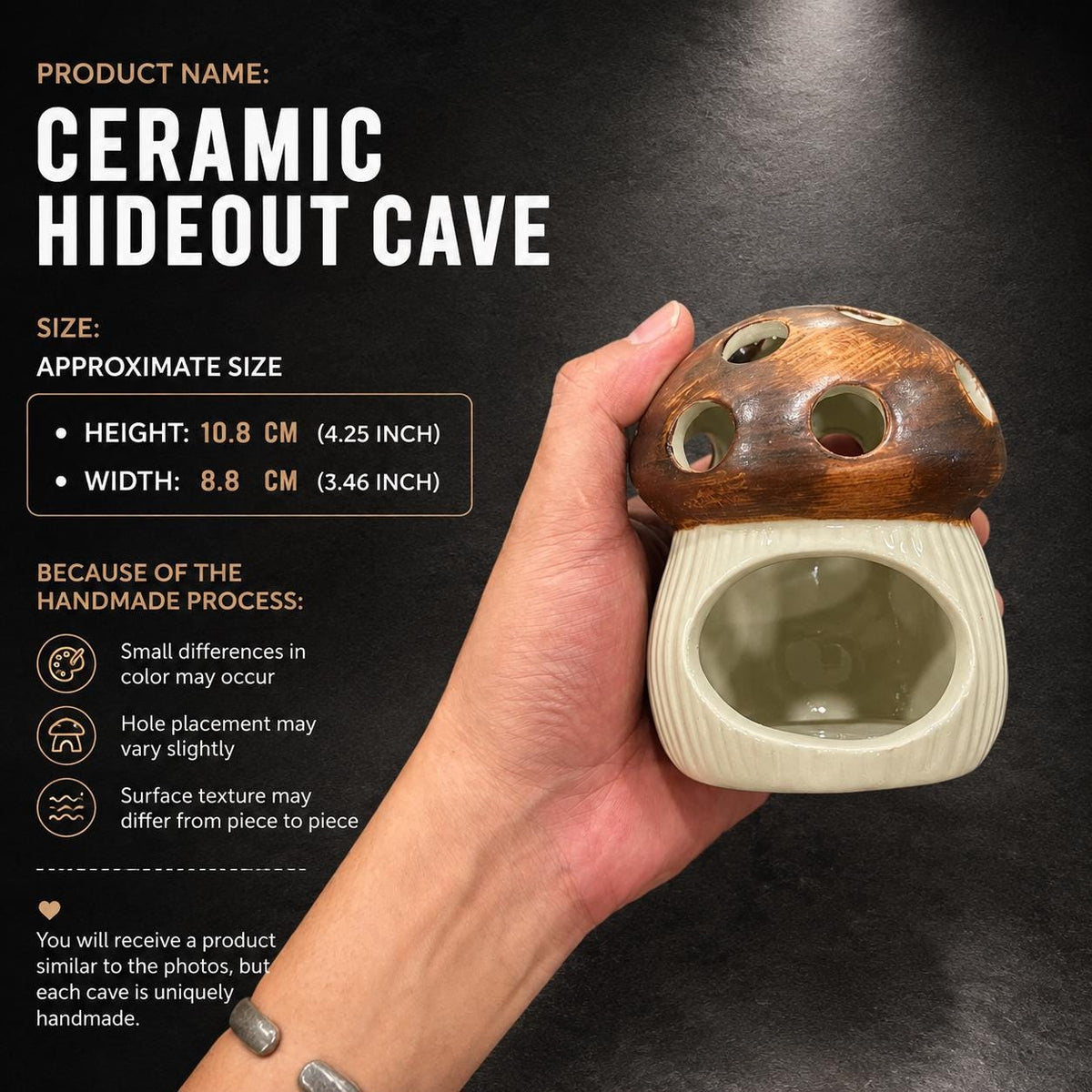 Ceramic Shrimp Cave – natural stone aquarium accessory – alternate product view