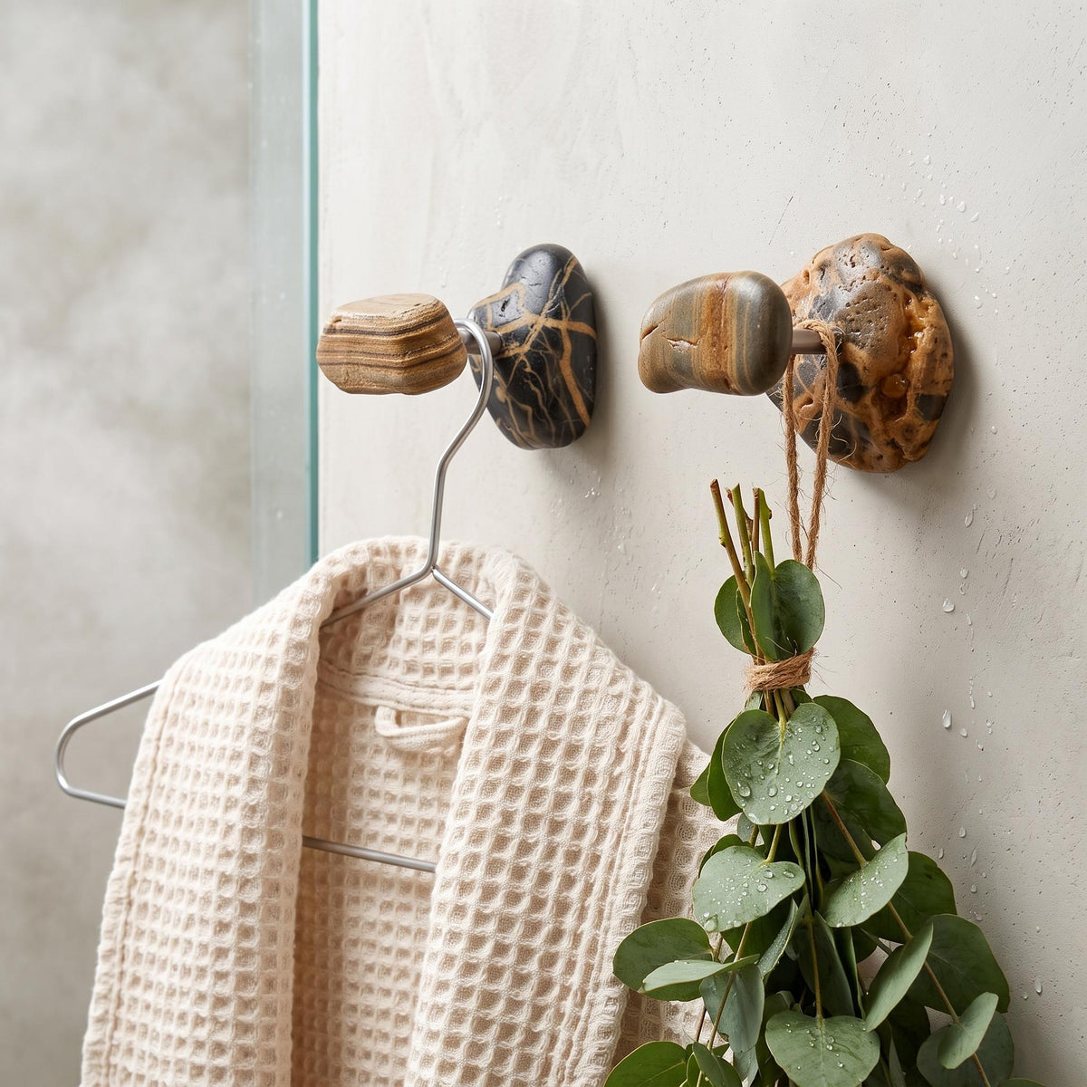 Natural Stone Wall Hooks: Towel & Robe Hooks – natural stone wall hook or rack – detail view