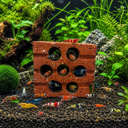 Shrimp Cave Terracotta Hideout – natural stone aquarium accessory – alternate angle