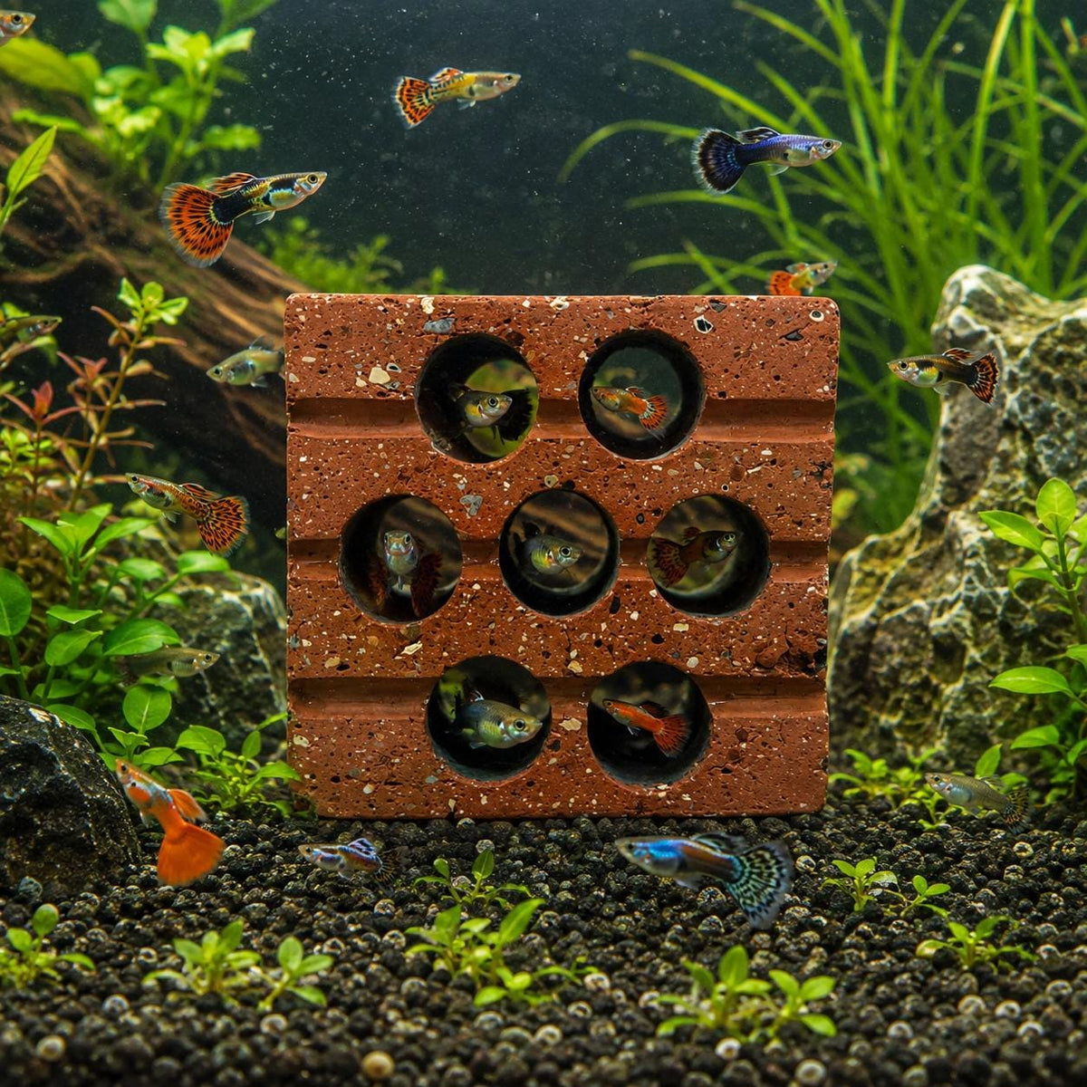 Guppy Hideout Cave – natural stone aquarium accessory – primary product view