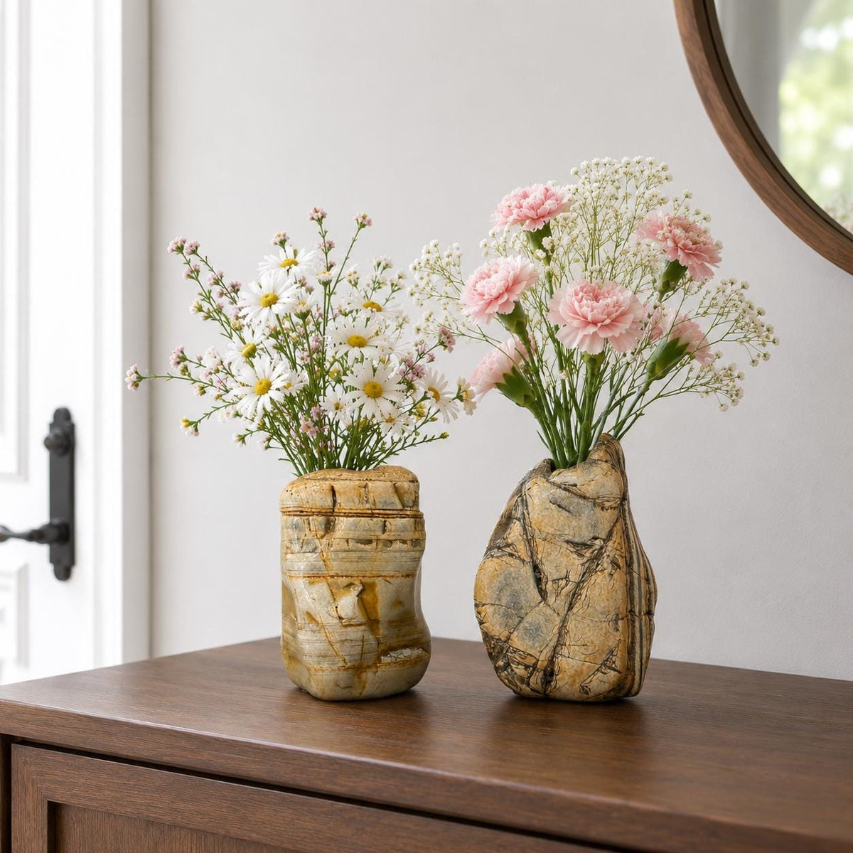 Flower Vase - Mini Flower Vase – natural stone planter or floral display – detail view