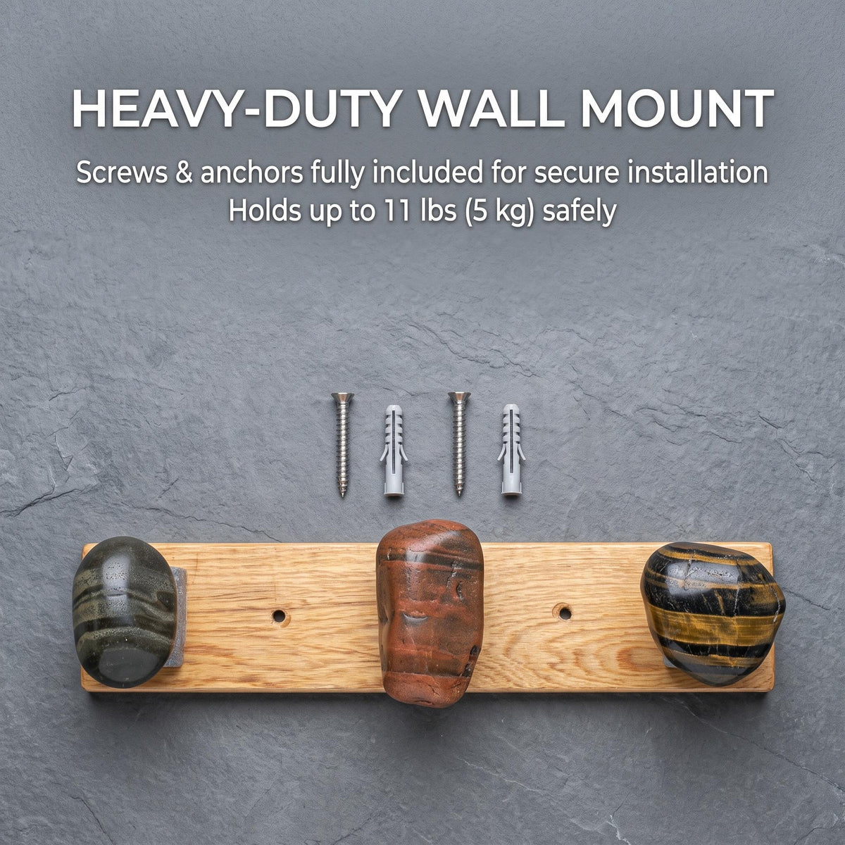 Natural Stone Purse Hook: Heavy Duty Bag Hanger & Backpack Wall – natural stone wall hook or rack – alternate angle