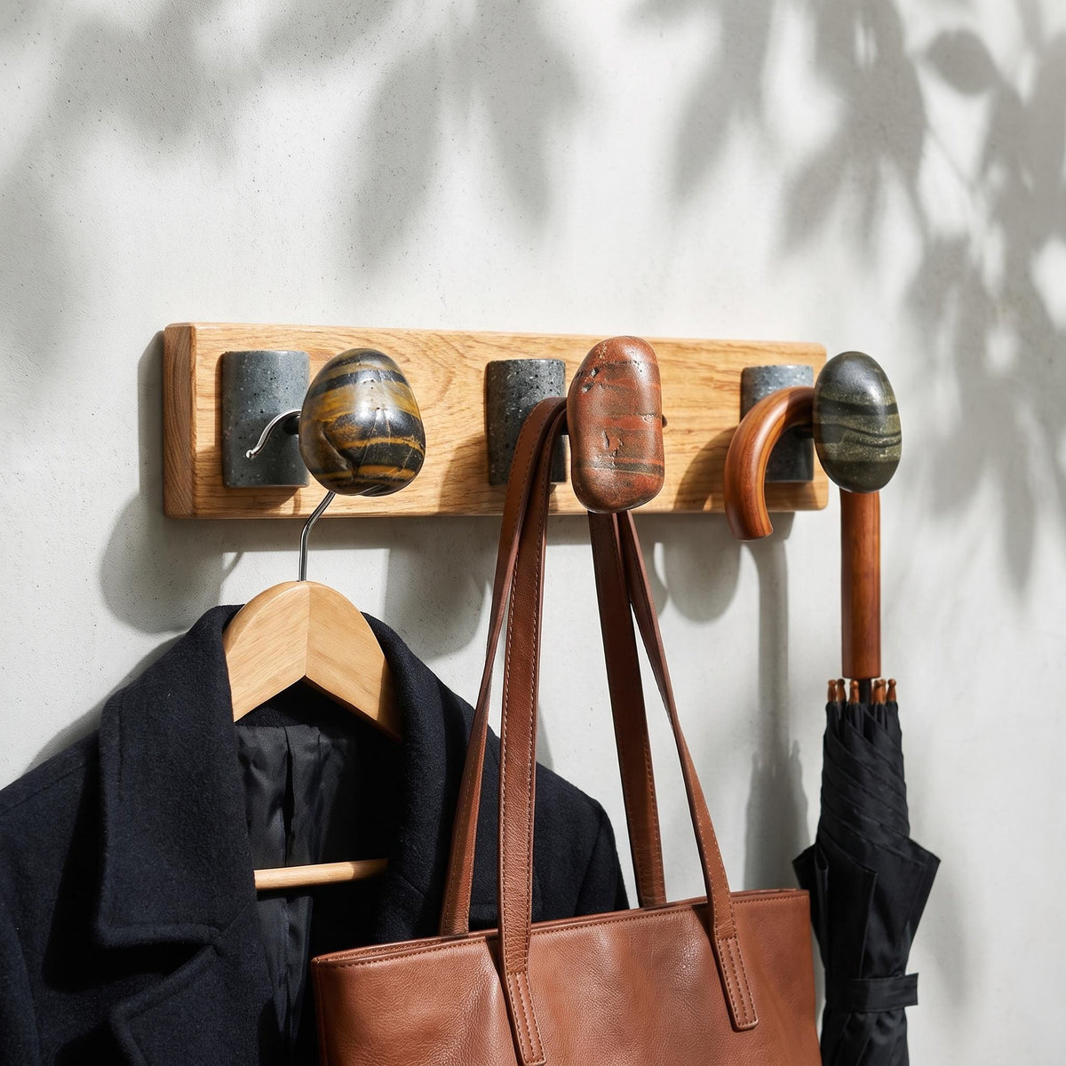 Natural Stone Purse Hook: Heavy Duty Bag Hanger & Backpack Wall – natural stone wall hook or rack – alternate product view
