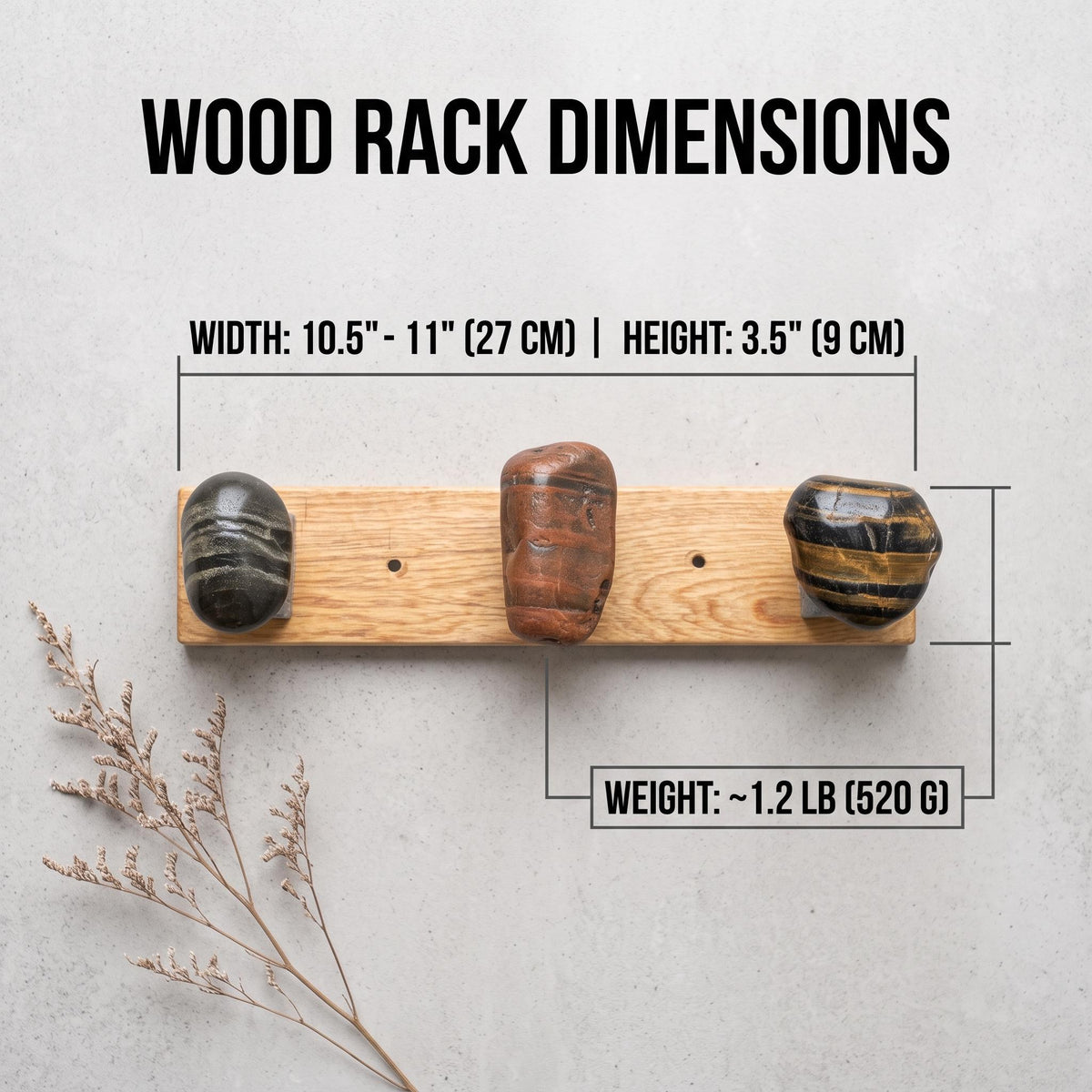 Baseball Hat Rack — Natural Stone & Aromatic Cypress Wooden Wall – natural stone wall hook or rack – alternate view