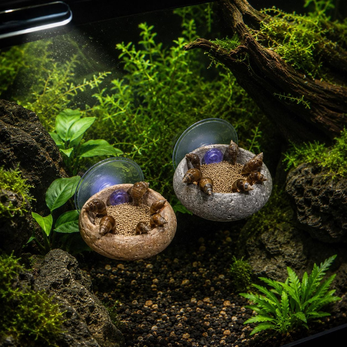Snail Feeding Dish – natural stone aquarium accessory – product detail
