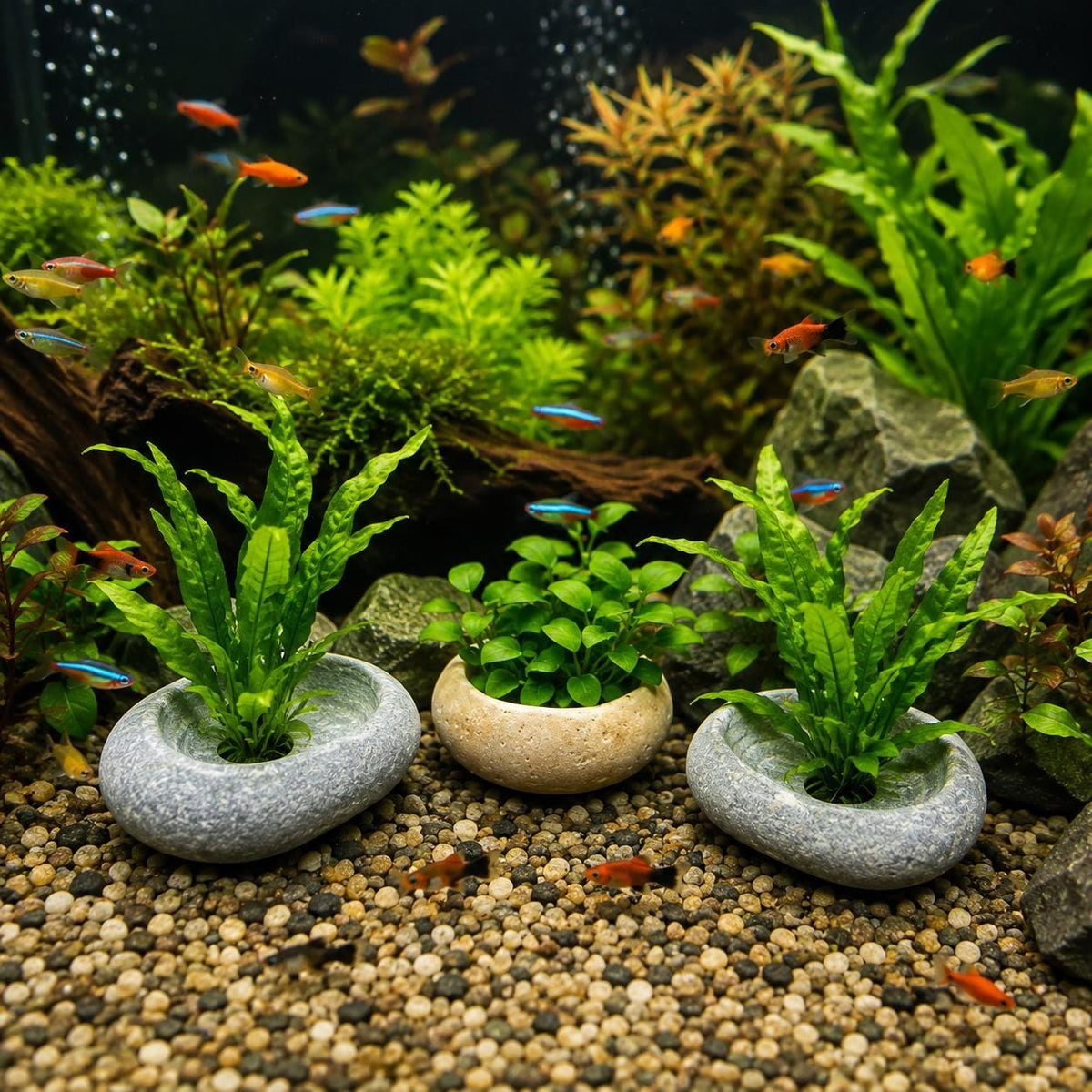 Natural Stone Aquarium Plant Holder – natural stone aquarium accessory – primary product view