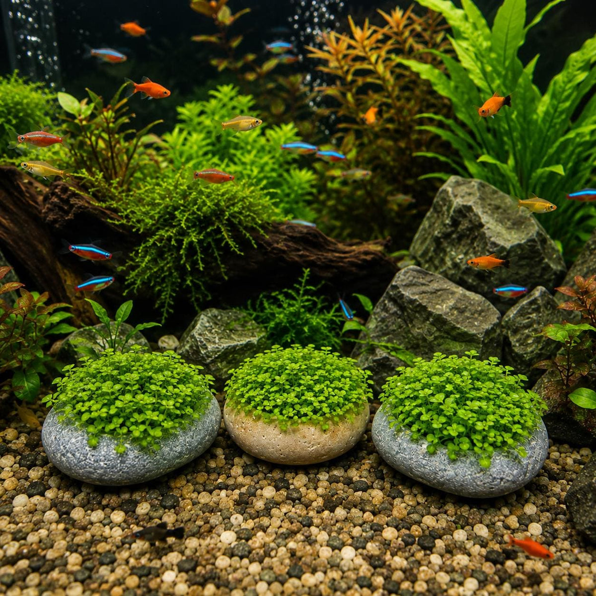 Natural Stone Aquarium Plant Holder – natural stone aquarium accessory – alternate angle