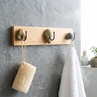 Key Rack Wall - River Stone & Cypress Wood Key Hanger – natural stone wall hook or rack – product detail