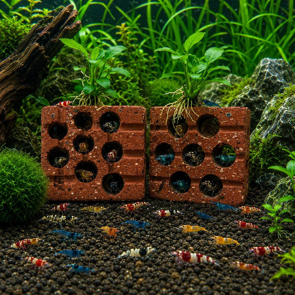 Shrimp Cave Terracotta Hideout – natural stone aquarium accessory – product detail