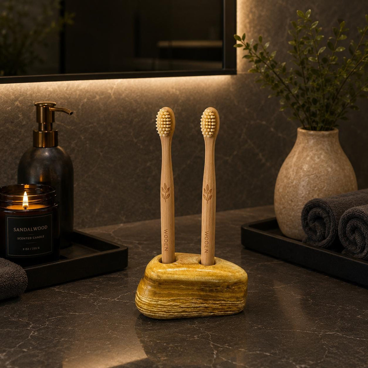 Natural Stone Toothbrush Holder – natural stone bathroom accessory – product detail