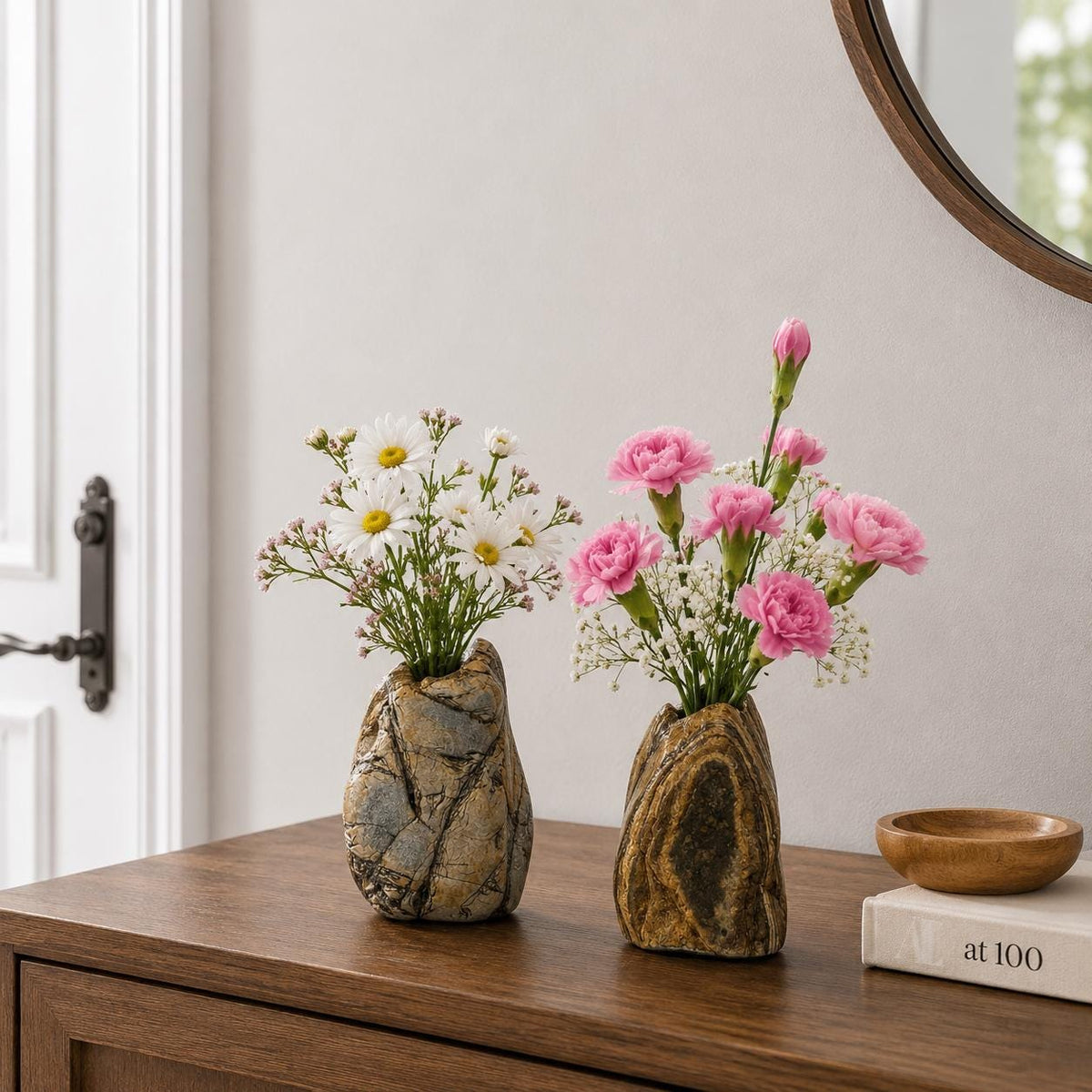 Flower Vase - Mini Flower Vase – natural stone planter or floral display – alternate view