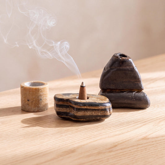 Minimalist Stone Cone Incense Burner: Wabi Sabi Zen Decor – natural stone mindful home accent – primary product view