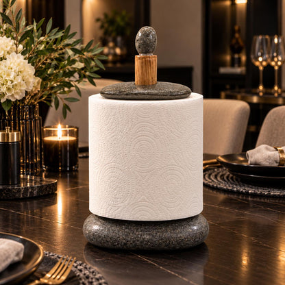 Rustic Paper Towel Holder – natural stone kitchen and dining accessory – alternate view