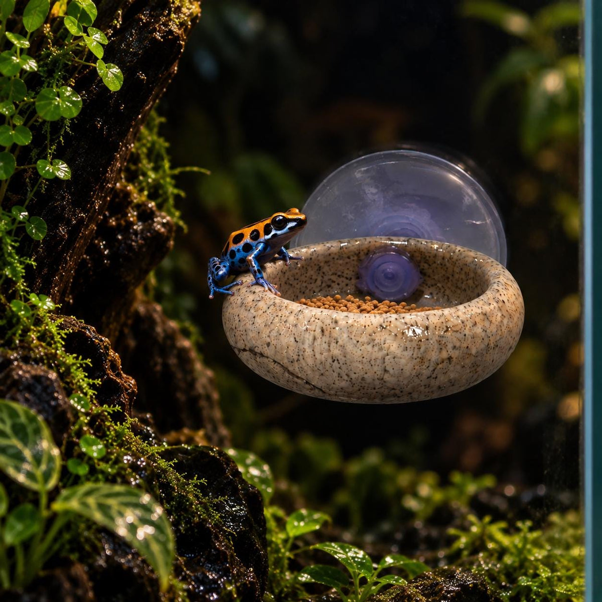 Frog Feeding Dish – natural stone terrarium accessory – primary product view