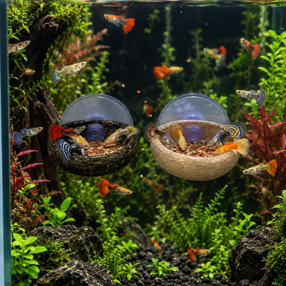 Natural Stone Fish Feeding Bowl – natural stone aquarium accessory – alternate angle