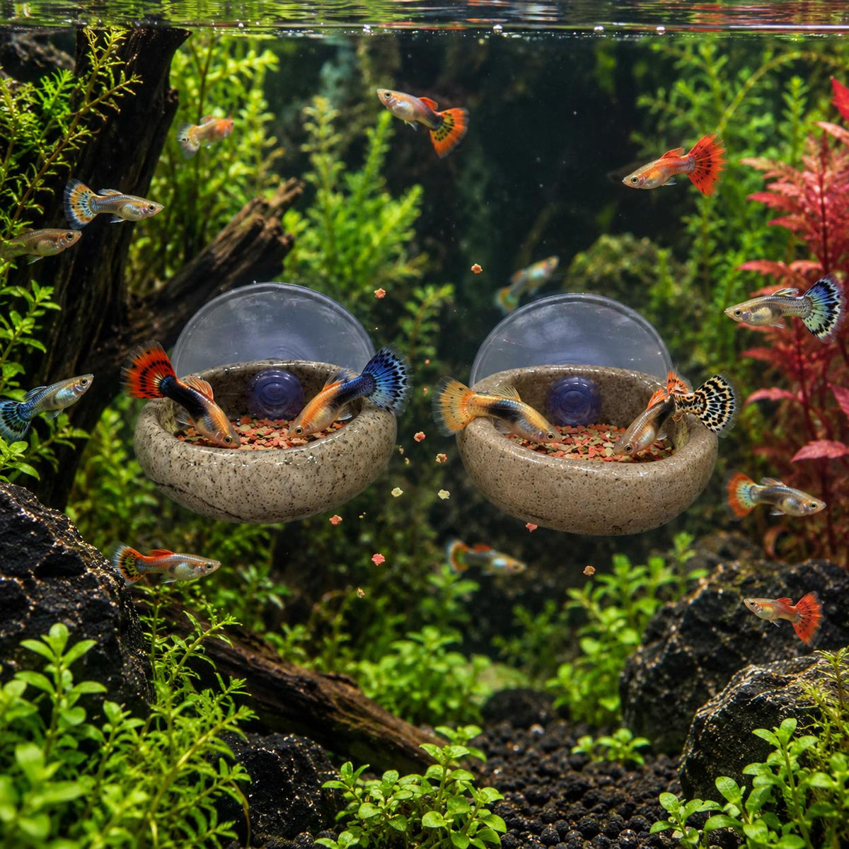 Natural Stone Fish Feeding Bowl – natural stone aquarium accessory – product detail