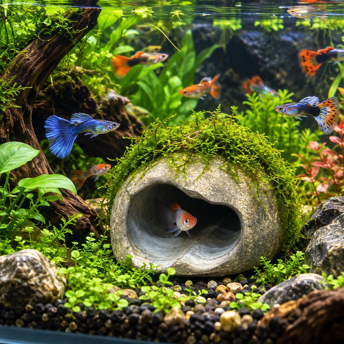 Aquarium Cave - Fish Cave – natural stone aquarium accessory – alternate view