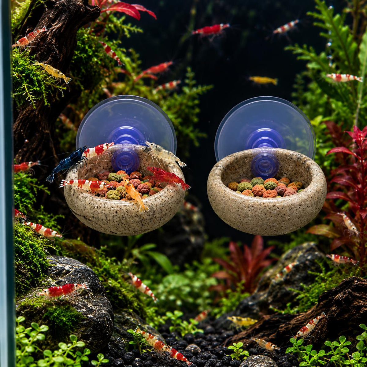 Natural Stone Shrimp Feeding Bowl – natural stone aquarium accessory – product detail