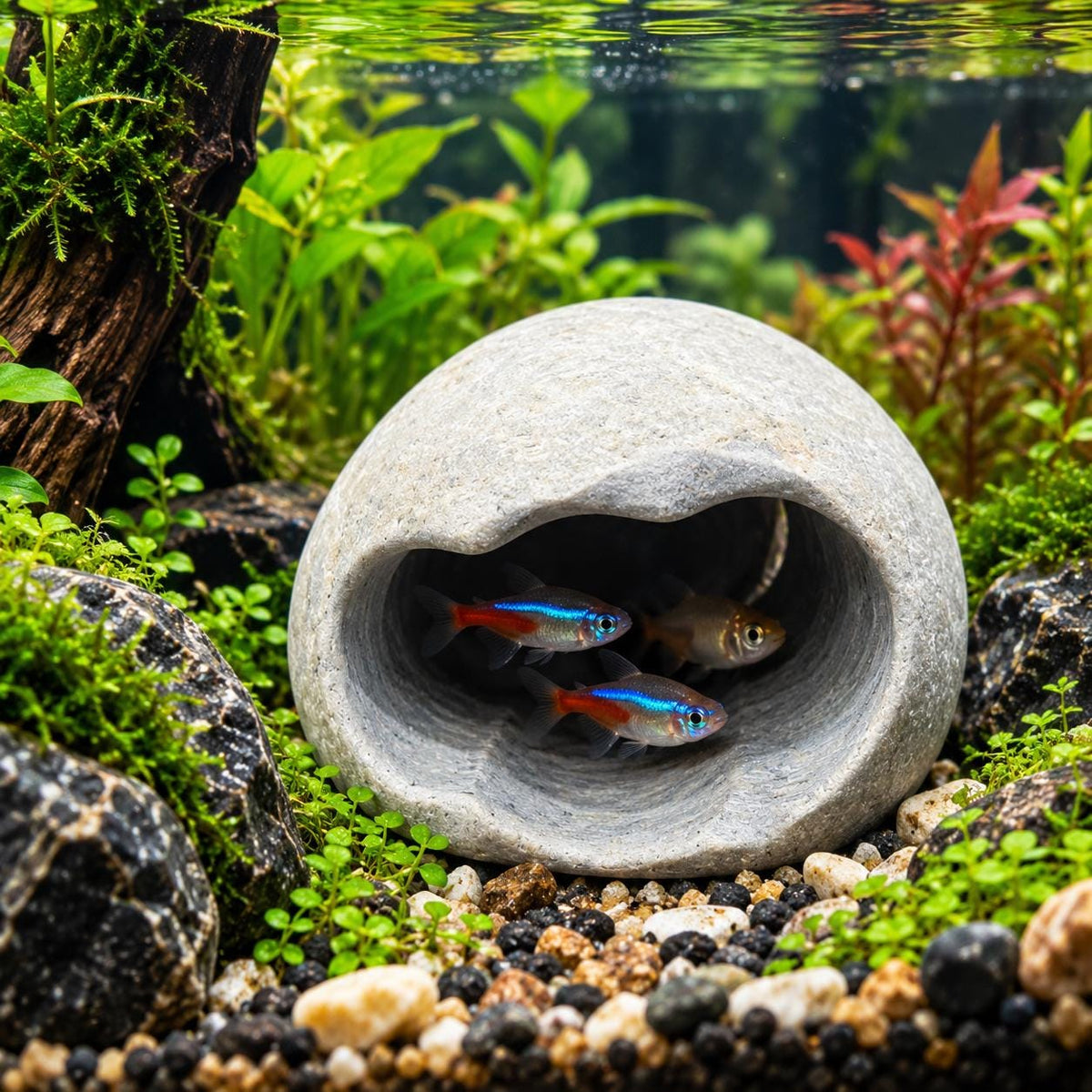 Aquarium Cave - Fish Cave – natural stone aquarium accessory – alternate angle
