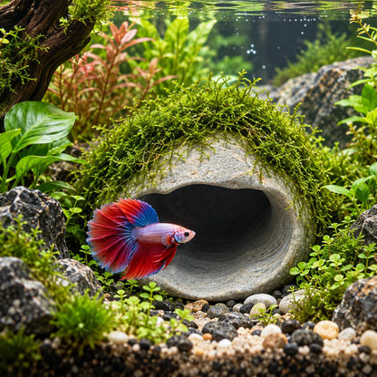 Betta Cave - Betta Fish Cave – natural stone aquarium accessory – alternate angle