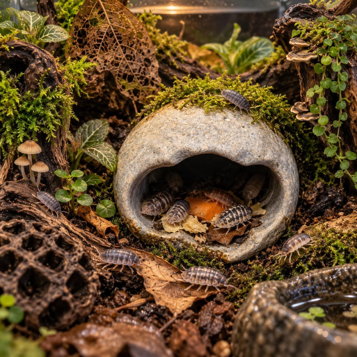Isopod Hide - Isopod Cave – natural stone terrarium accessory – alternate view